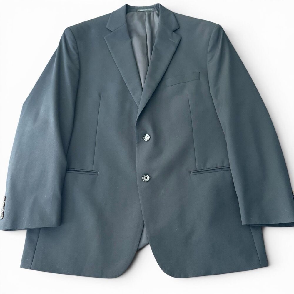 Ralph Lauren Blazer Mens 44R Black 100% Wool Sport Coat 2 Button Wedding Jacket